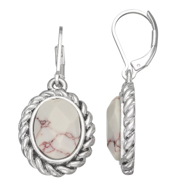 Napier  Silver Tone Oval Drop
Earrings - Picture 2 of 6